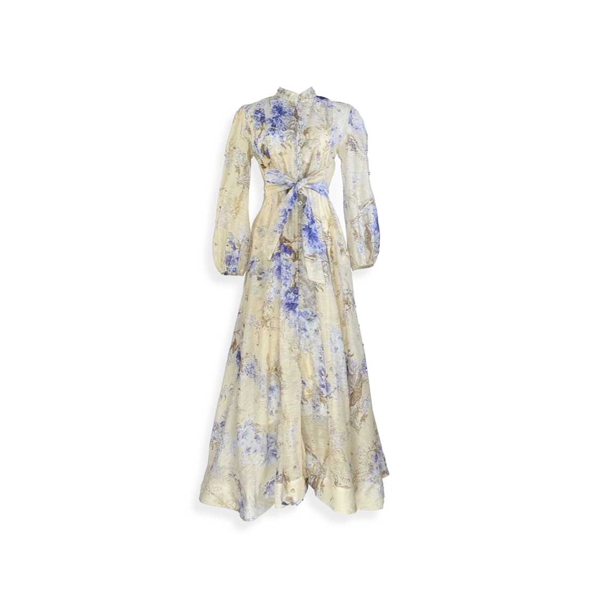 ZIMMERMANN MOMENT OF BEAUTY BLUE FLORAL PRINT MAXI DRESS 